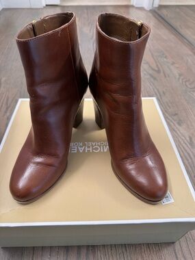 Michael Kors Chestnut Leather Ankle Booties